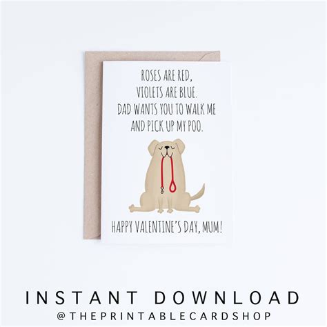 Printable Valentine's Day Cards, Funny Dog Mum Valentines Card Instant ...