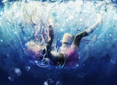 Vocaloid, IA (Vocaloid), Underwater, Water, Long hair, Thigh highs ...