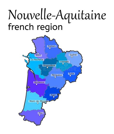 Nouvelle-Aquitaine French Region Map Stock Vector - Illustration of travel, physical: 80470322