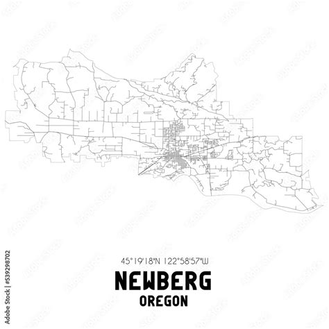 Newberg Oregon. US street map with black and white lines. Stock ...