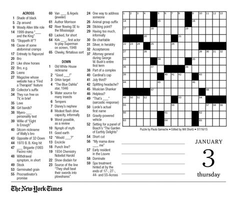 Nyt Printable Crossword Puzzles