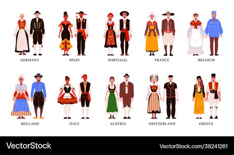 National european clothes set Royalty Free Vector Image