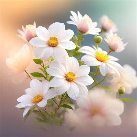 Premium AI Image | White flowers on a blurred background