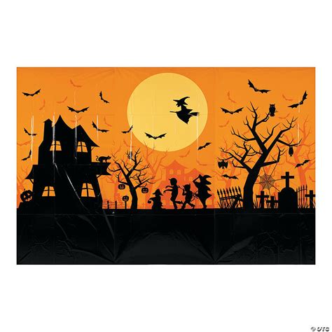 Haunted House Classic Backdrop Halloween Decoration - 3 Pc. | Oriental ...