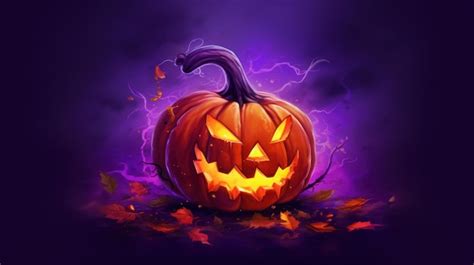 Premium AI Image | Illustration of a Halloween pumpkin in purple tones