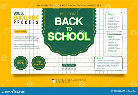 Welcome Back To School Theme Banner Template Stock Vector - Illustration of presentation, school ...