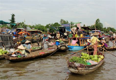 Cai Be floating market on Mekong river