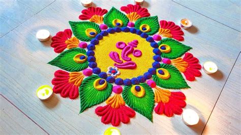 Ganesh Chaturthi Rangoli Designs 🌺| Simple Ganesh Chaturthi Rangoli | Ganpati Rangoli Designs ...