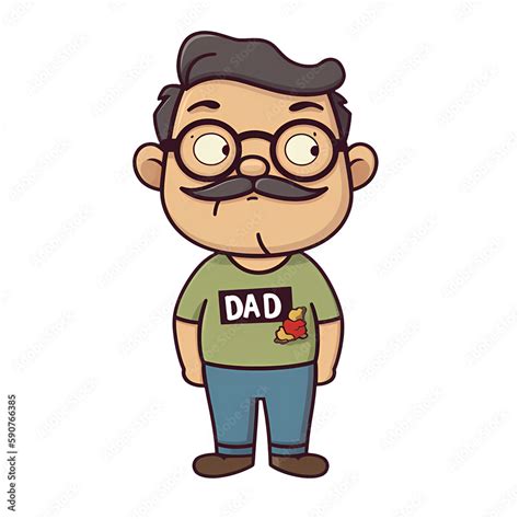 Cute Cartoon Dad Illustration Isolated Stock Photo | Adobe Stock