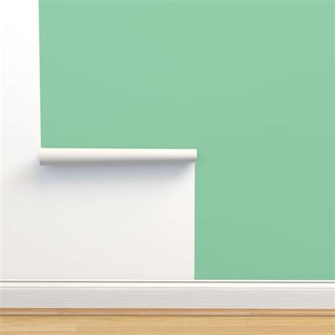 Jade Green printed solid _8ED2AA by Jac Wallpaper | Spoonflower