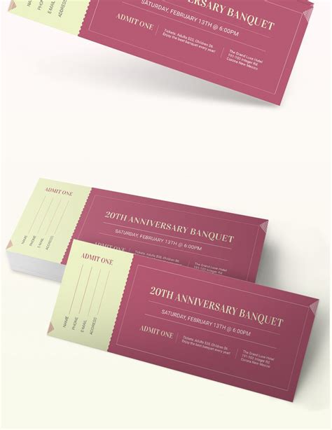 Banquet Ticket Template in Pages, Publisher, PSD, InDesign, Word ...