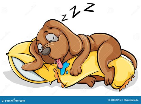 A Dog Sleeping With A Pillow Stock Vector - Image: 49682796