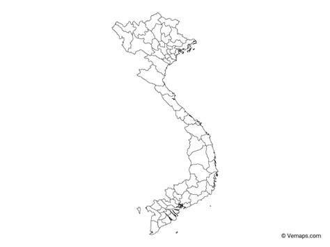 Outline Map of Vietnam with Provinces Map Vector, Vector Free, Vietnam ...