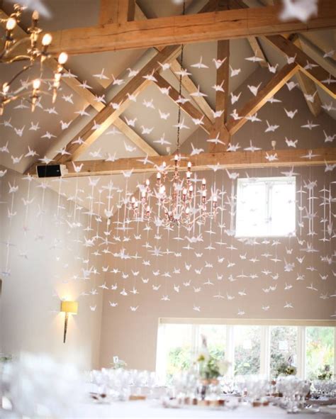 A Thousand origami cranes at the wedding of Adele & Bill at Hyde Barn- The symbol of eternal ...