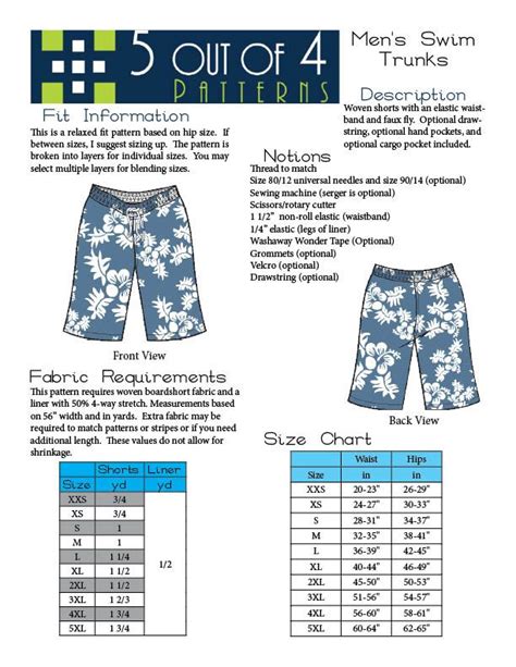 Men's Swim Trunks-PDF Sewing Pattern from 5 out of 4 | Man swimming ...