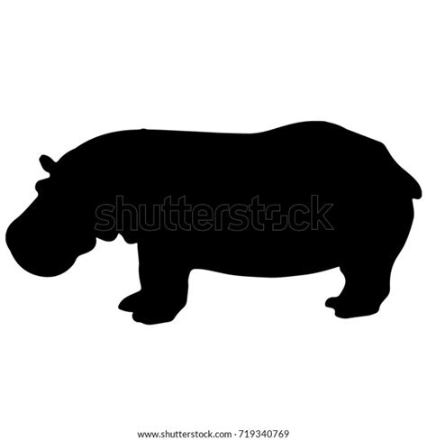 Black White Vector Hippo Silhouette Stock Vector (Royalty Free) 719340769