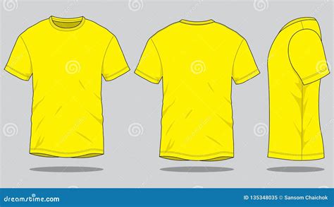 Yellow Short Sleeve T-Shirt Template Vector on Gray Background Stock Illustration - Illustration ...