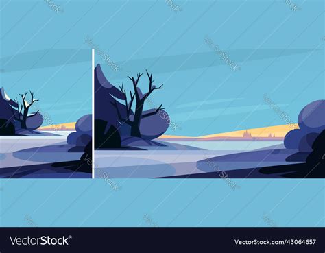 Winter landscape with river Royalty Free Vector Image