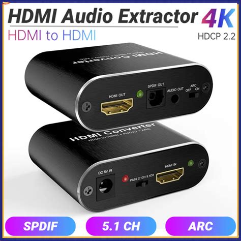 4K 60Hz HDMI Audio Extractor 5.1 Ch HDMI to HDMI + Optical Toslink SPDIF + 3.5mm AUX Stereo ...