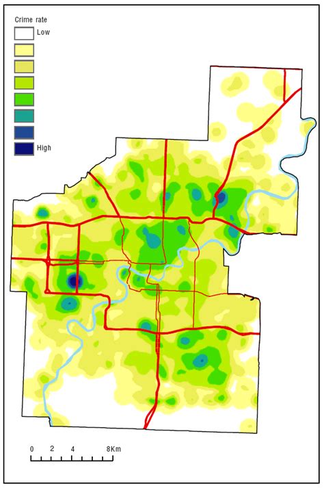 Map 1.6 Kernel density distribution of property crime incidents and population at risk, Edmonton ...