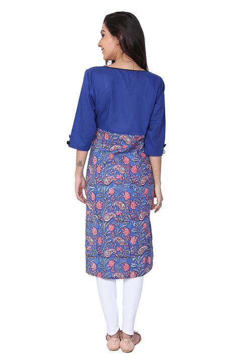 Blue Sanganeri Hand Block Print Cotton Kurti – Gleamberry