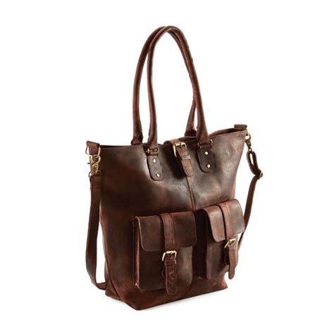 Leather Tote Bag with Pockets - Leatheriza