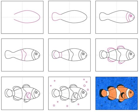 How to Draw a Clownfish · Step by Step Drawing Lessons for Kids