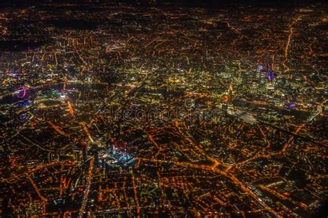 London Night View As Seen from an Airplane Stock Image - Image of city ...