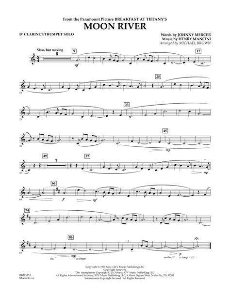 Download Moon River - Bb Clarinet/Trumpet Solo Sheet Music By Henry ...