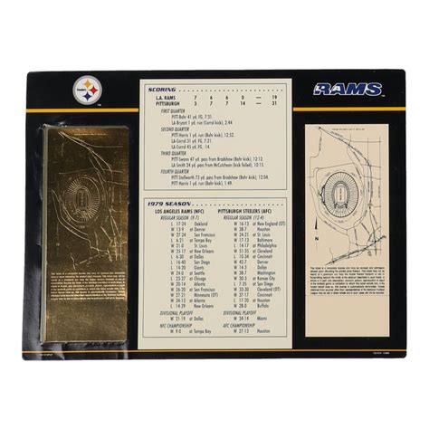 Super Bowl XIV Commemorative 9x12 Score Card Display with 22KT Gold ...