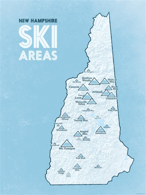 New Hampshire Ski Resorts Map 18x24 Poster - Best Maps Ever