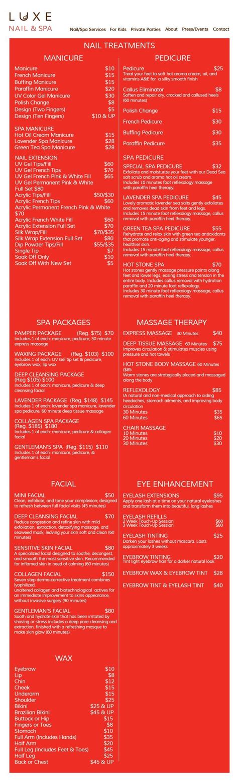Nail/Spa Services: Manicure, Pedicure, Spa Packages, Massage Therapy, Facial, Eye Enhancement ...