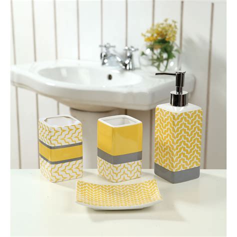 Yellow Gray Bathroom Accessories – Rispa