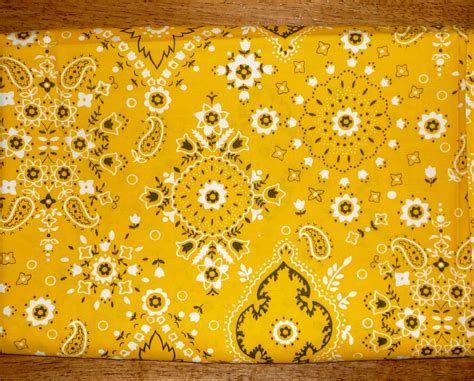 YELLOW Bandana Print Cotton Fabric piece 1 yard Stash