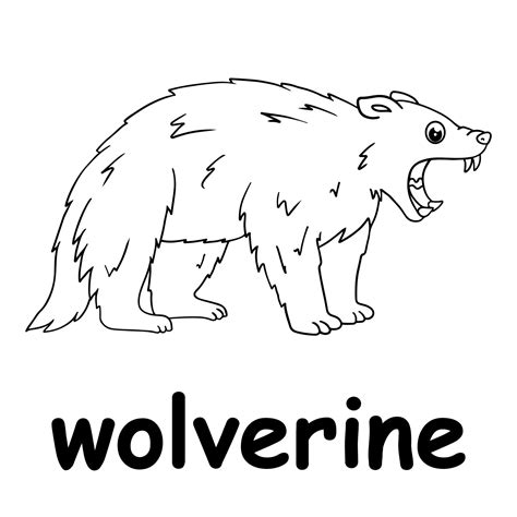 kids line illustration coloring wolverine. animal outline 15238204 ...