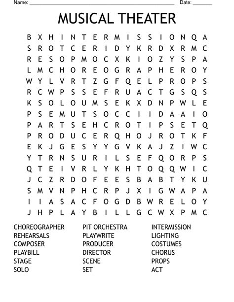 Theater Word Search Printable