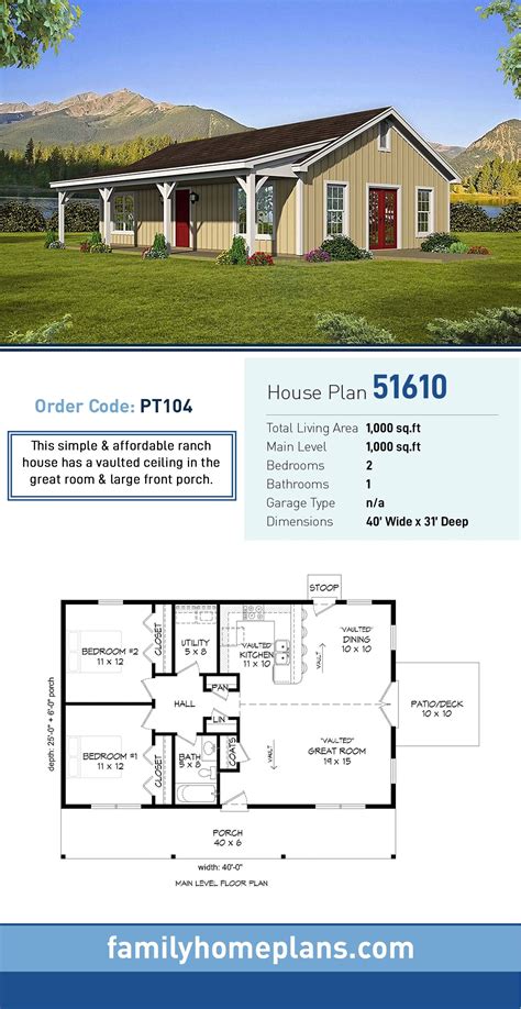 Plan 51610 | Simple Affordable Ranch Home Design | Ranch style house ...