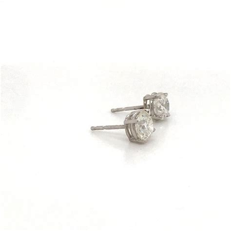 Diamond Stud Earrings 2.02 Carat G I1-I2 14 Karat White Gold For Sale ...