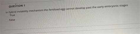 Solved QUESTION 1 In hybrid inviability mechanism the | Chegg.com