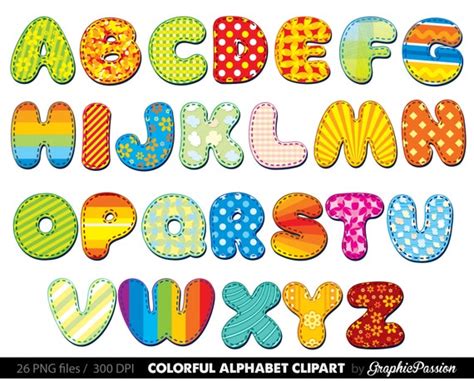 Alphabet clipart color alphabet Digital alphabet letters