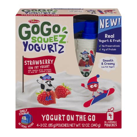 Materne GoGo Squeez Yogurtz Strawberry Yogurt On The Go 3oz Pouch 4PK | Garden Grocer