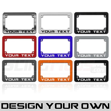 Motorcycle License Plate Frame Designer with Customizable Text Field