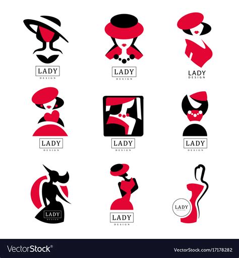 Lady logo design set Royalty Free Vector Image