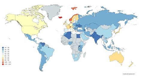 Cost of Living Index for Country 2018 Mid-Year : r/MapPorn