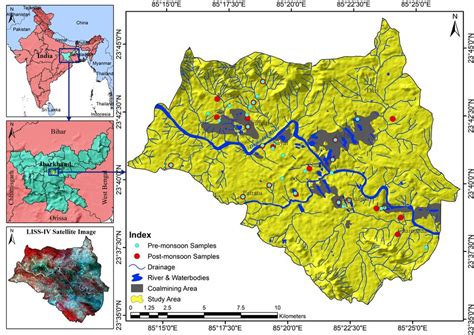 1 Location map of study area showing coal mining regions along with ...