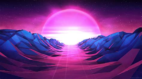 Abstract Synthwave Sun Live Wallpaper - MoeWalls