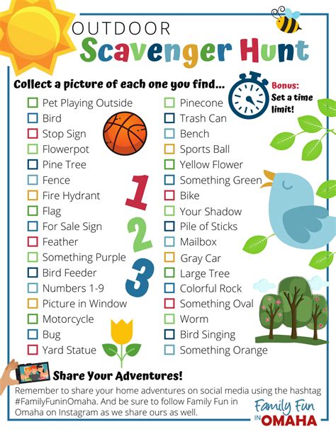 Blank Scavenger Hunt List For Outdoors