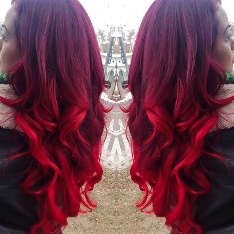 Because my new red color melt is amazing! Aveda + pravana = LOVE! | Burgundy hair ombre ...
