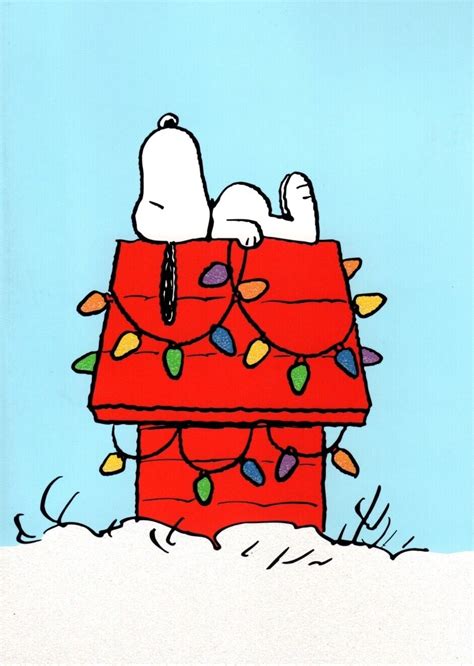 Snoopy Christmas Lights Red Dog House Blank Inside Note Cards - Set of 6 | eBay