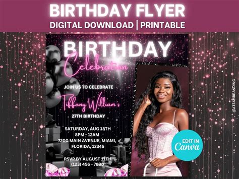 Birthday Flyer Template, Birthday Party Invitation, Birthday Dinner ...